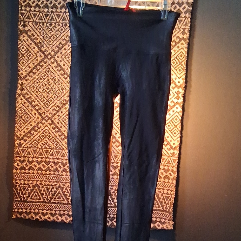 SPANX Sleek Black Leather Look Leggings